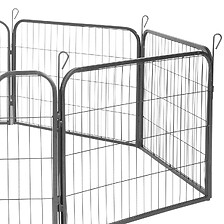 PawHut Barrière de sécurité - parc enclos chien modulable pliable - porte  verrouillable - 6 panneaux acier et PP - dim. 362,5L max. x 76H cm noir