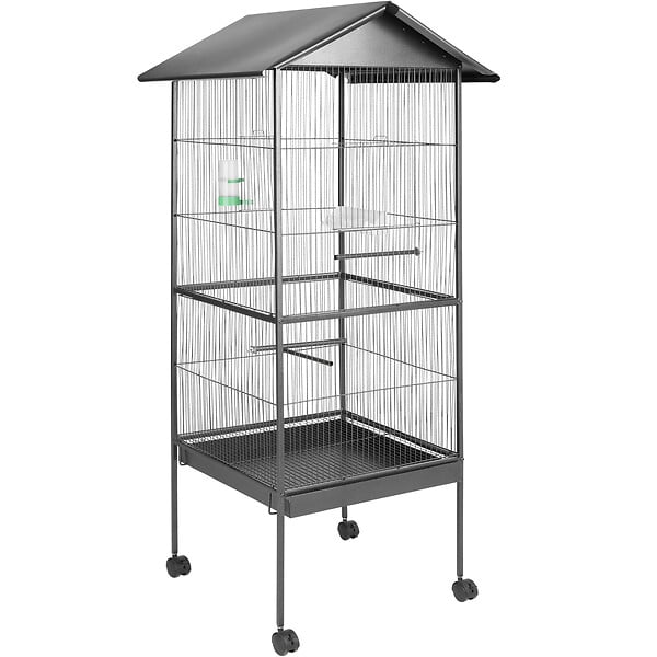 Cage à oiseaux sur roulettes - étagère, 2 portes, 8 trappes