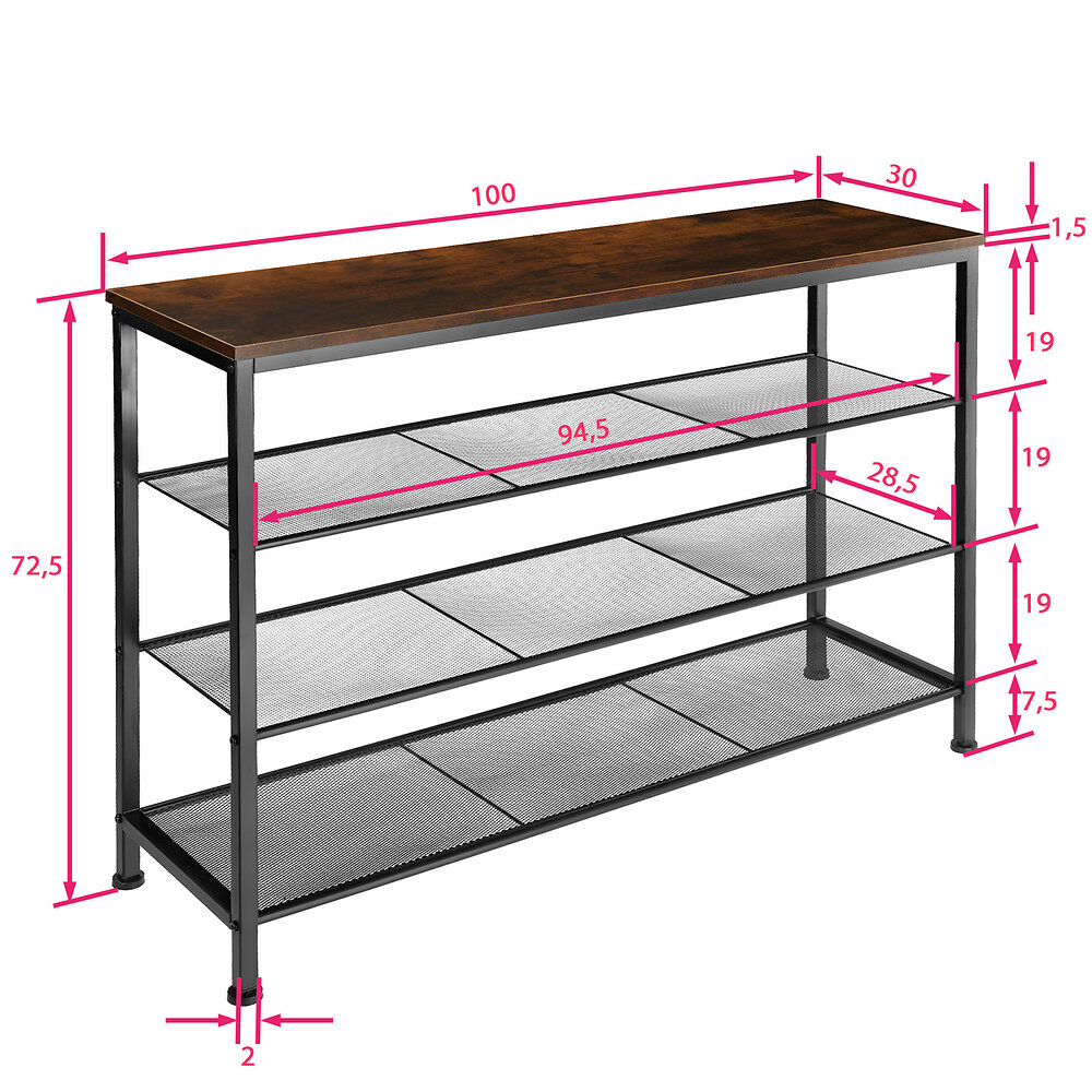 tectake - Étagère à chaussures PORTSMOUTH 100x30,5x72,5cm - large