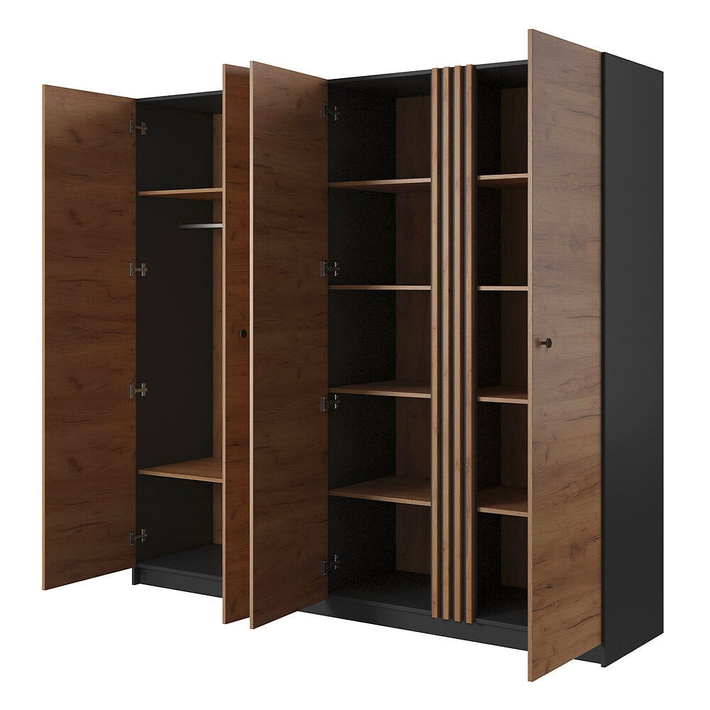 Armoire 4 portes Sirius Bois et Gris Anthracite Bricorama