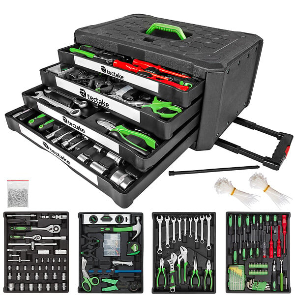 Caisse boite à outils complète - 820 pièces - valise avec poignée  téléscopique