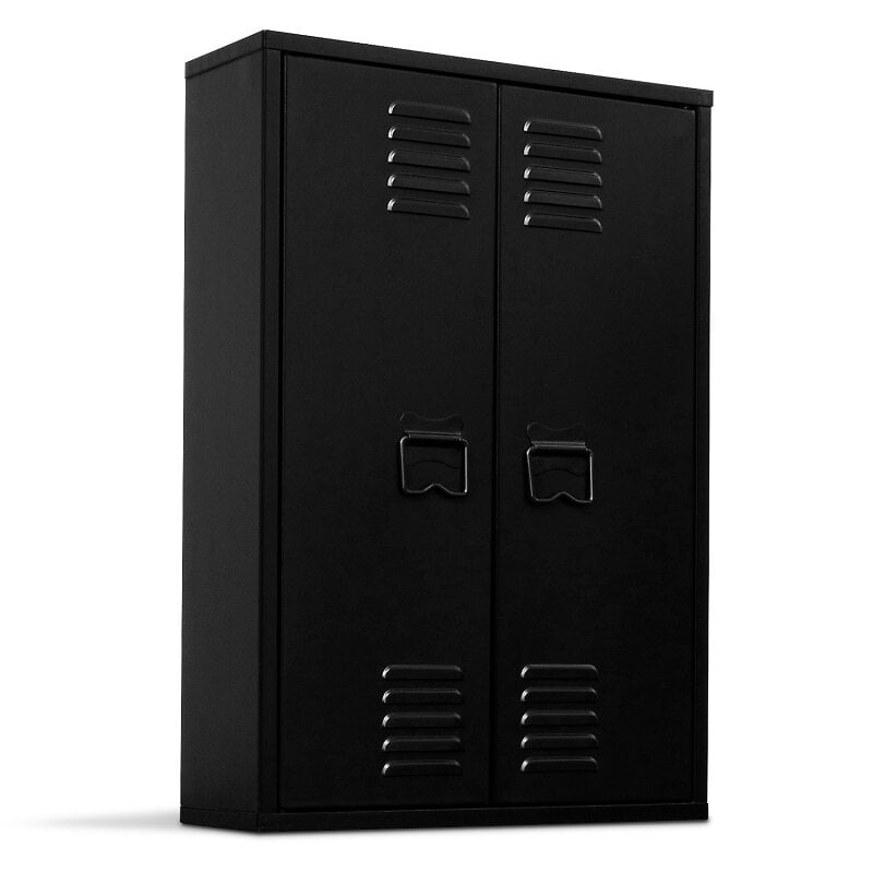 Armoire murale ESTER 2 portes métal noir design industriel Bricorama