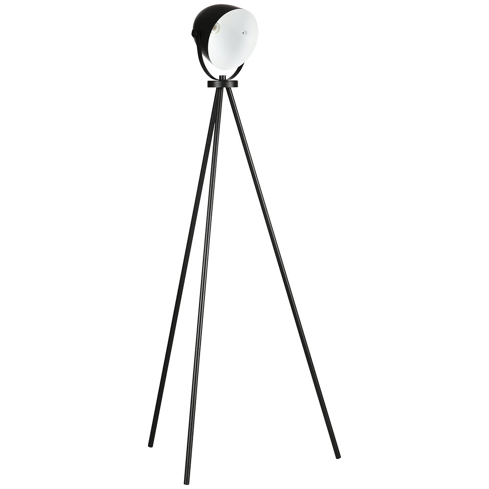 lampadaire trépied style industriel abat-jour ajustable e27 40w max. dim. 60l x 54l x 135h cm métal noir blanc