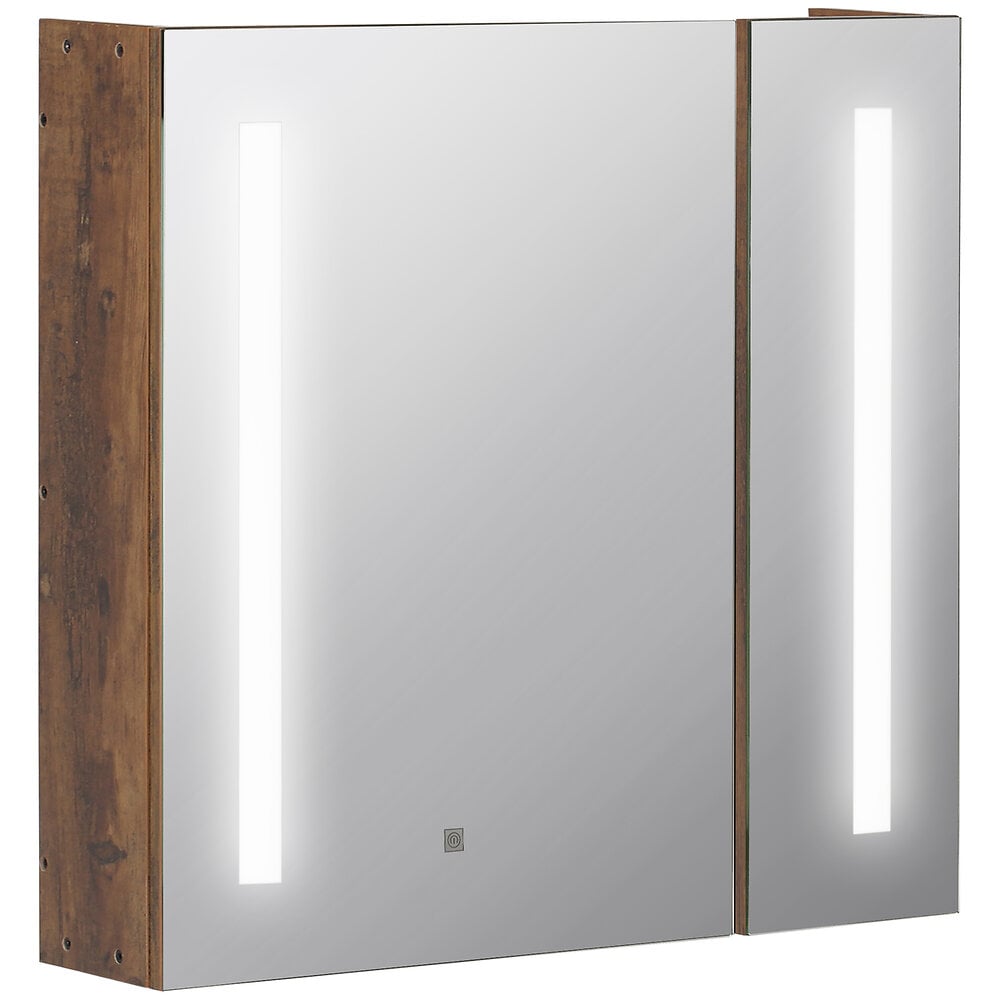 kleankin Miroir rond lumineux LED de salle de bain Ø 60 cm mural