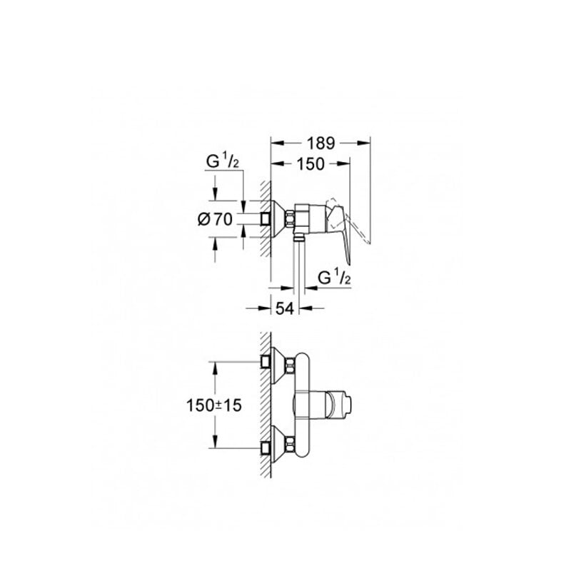 Grohe Set Mitigeur de Douche + Ensemble de douche 2 jets