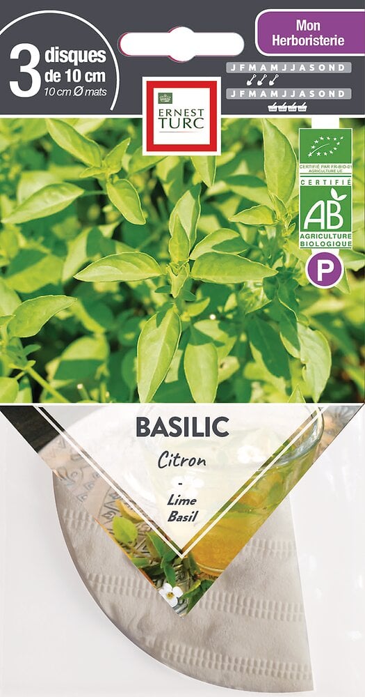 Semences+de+basilic+citron+bio+presemes+3+ronds+de+10cm