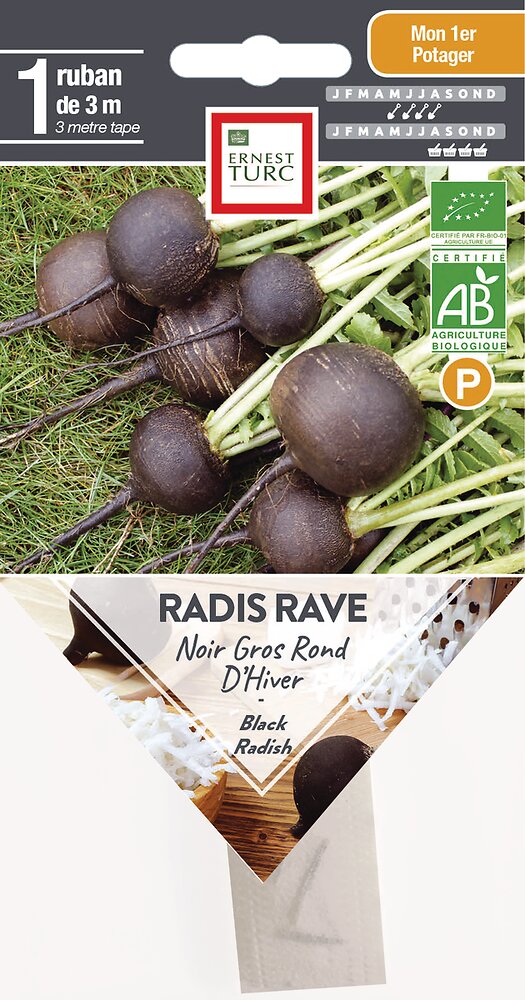 Semences+de+radis+noir+gros+rond+d%27hiver+bio+presemes+1+ruban+de+3m