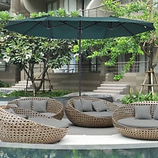 OUTSUNNY Parasol de jardin XXL parasol grande taille 4,6L x 2,7l x 2,4 ...