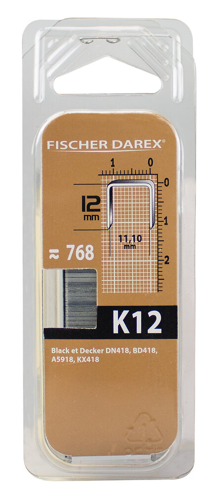 FISCHERDAR - Sachet de 768 agrafes K à 12mm - large