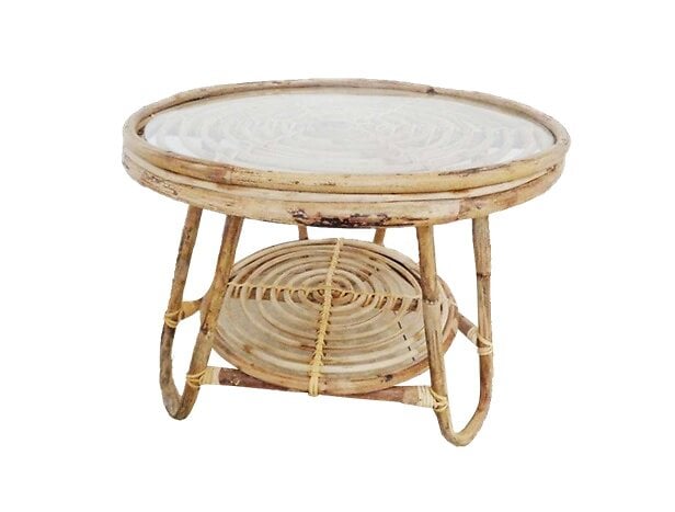 table basse rotin rond
