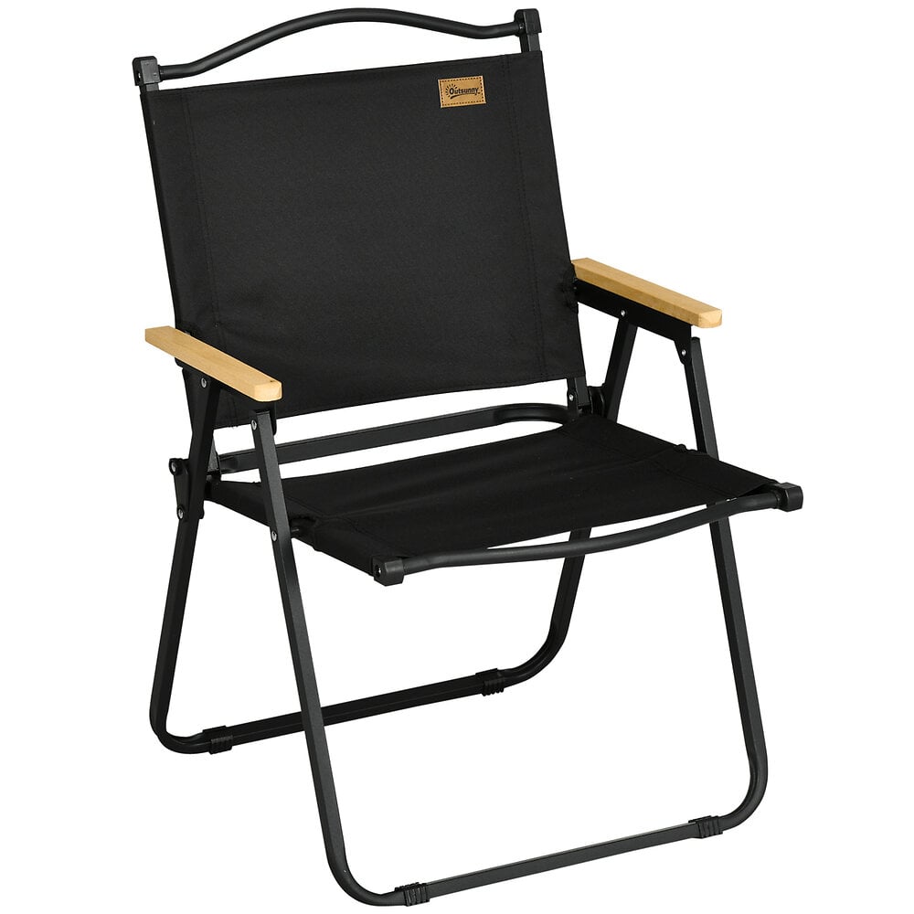 chaise de plage camping pliante - poignée - structure acier oxford noir