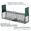 Outsunny - Piège de capture pliable pour petits animaux type lapin rat - 2  portes, poignée - dim. 66L x 24l x 30H cm - acier