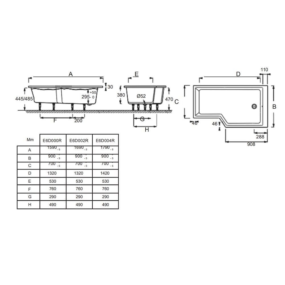 Pack baignoire bain douche 150 x 80 Neo version gauche + pare bain noir