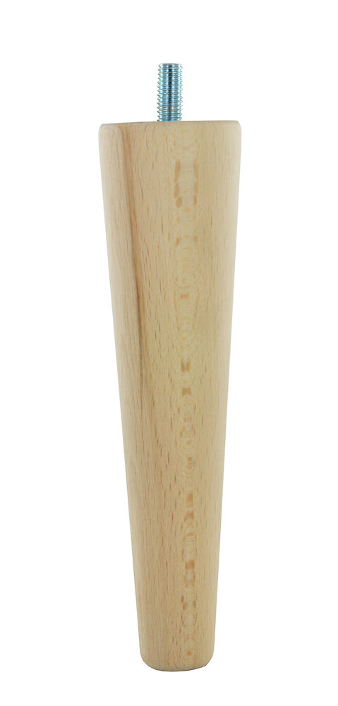 CIME - Pied de meuble conique fixe hêtre brut blanc / beige / naturels, 25 cm - large
