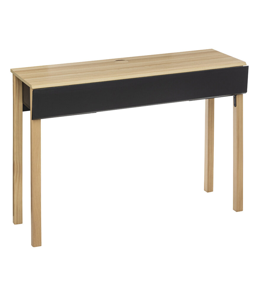 meuble console extensible et bureau en bois beige et gris h 80 cm