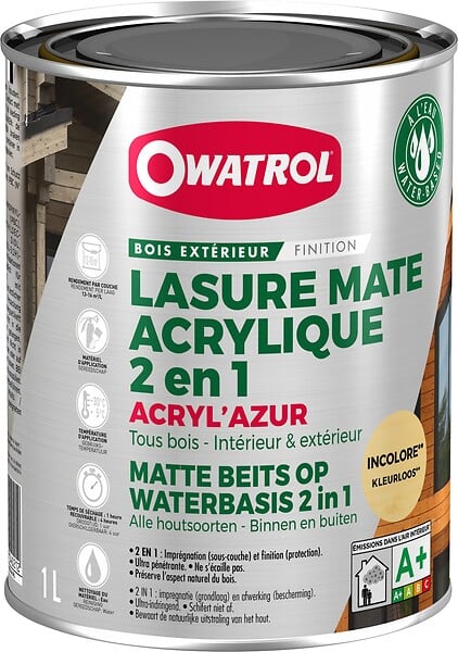 Lasure acrylique mate Owatrol ACRYL'AZUR Chêne Moyen (li286) litres  Bricorama