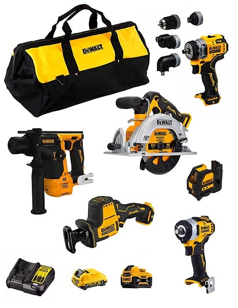 DeWALT Kit DWK1201T (DCD996+DCH273+DCG405+DCF887+DCF894+DCS334+DCS570+  DCS355+DCP580+DCS367+DCL050+DCF620+3x5,0Ah+DCB115+4xTVI)