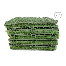 BEAU RIVAGE Lot de 10 dalles de gazon 30x30 cm vert