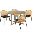 Salon de jardin 4 personnes Table ronde 120x120cm et 4 chaises beiges et  noires