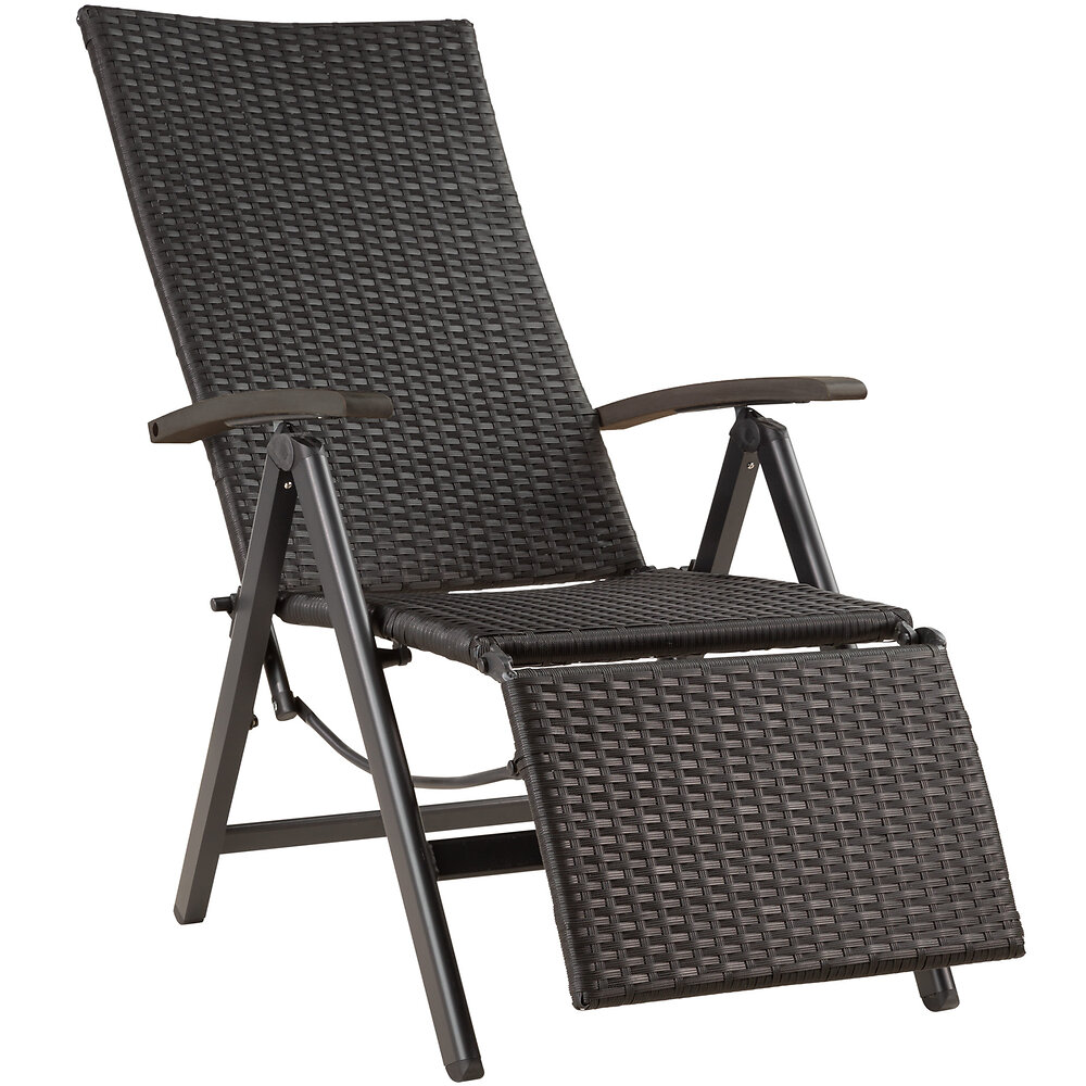 chaise en rotin brisbane pliable avec structure en aluminium et repose-pieds