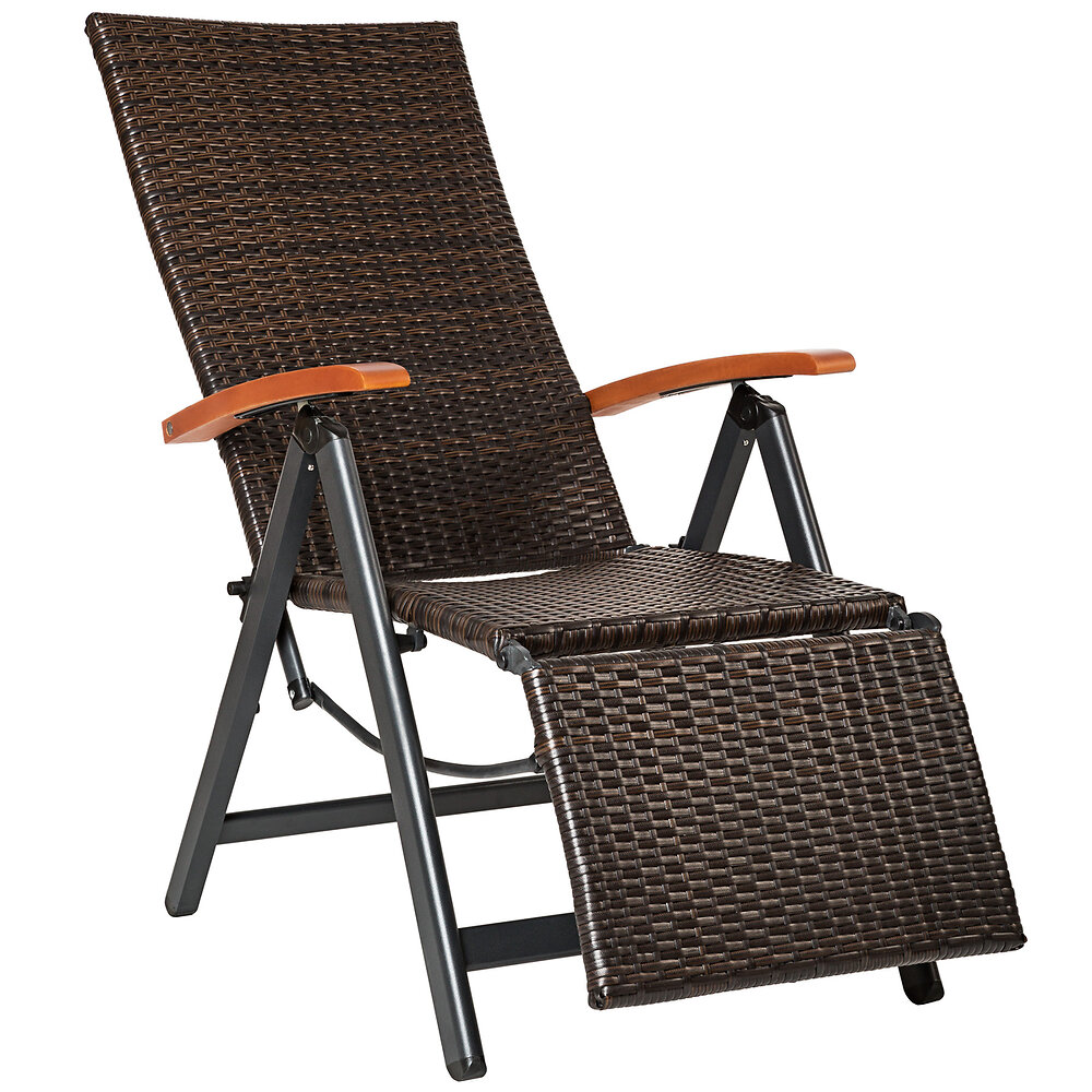 chaise en rotin brisbane pliable avec structure en aluminium et repose-pieds