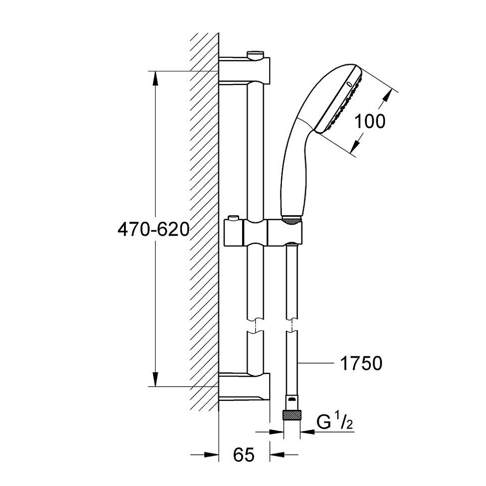 Pack mitigeur douche mécanique GROHE Start noir + ensemble de douche GROHE Vitalio Start avec