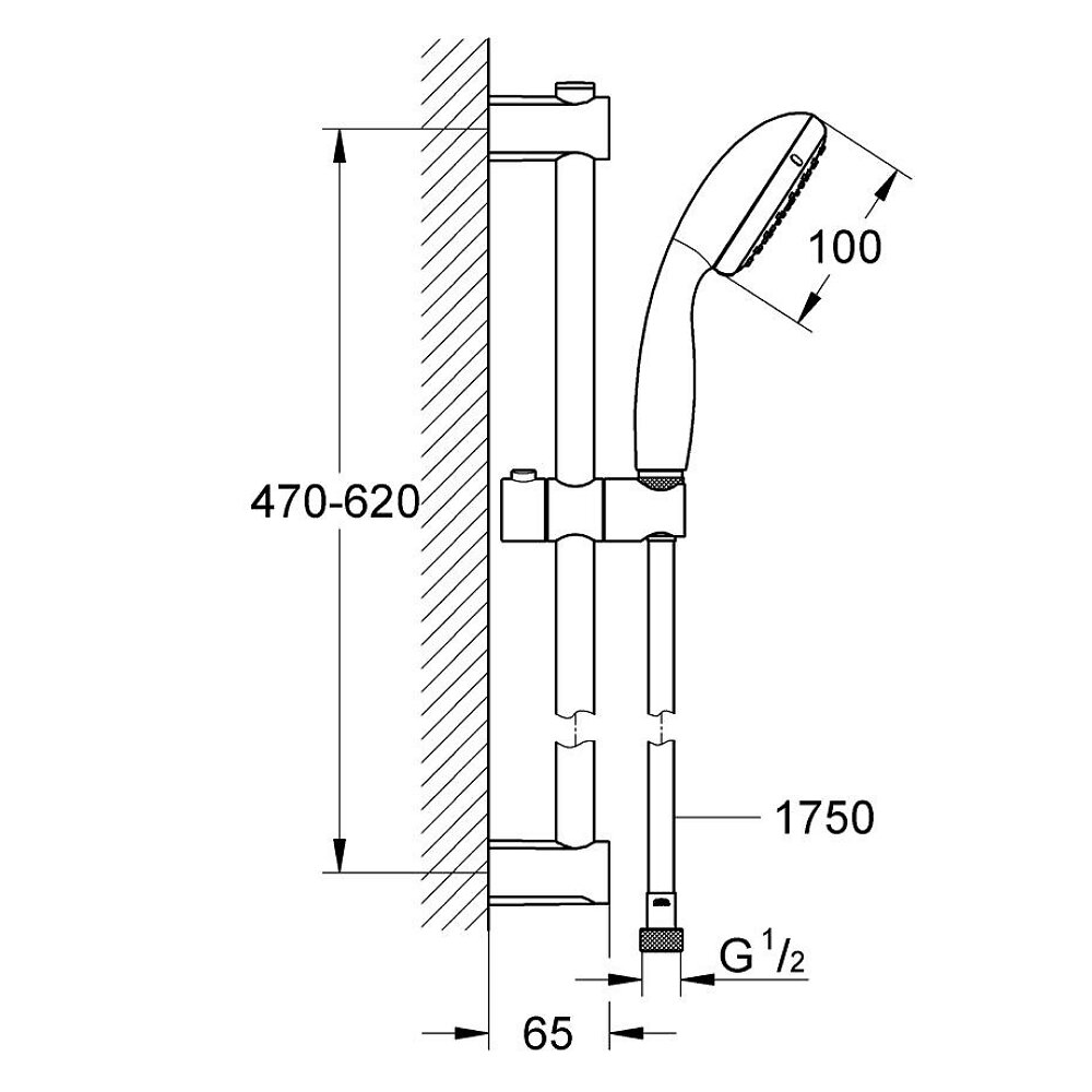 Pommeau de douche GROHE Vitalio Start 2 jets avec barre noir mat