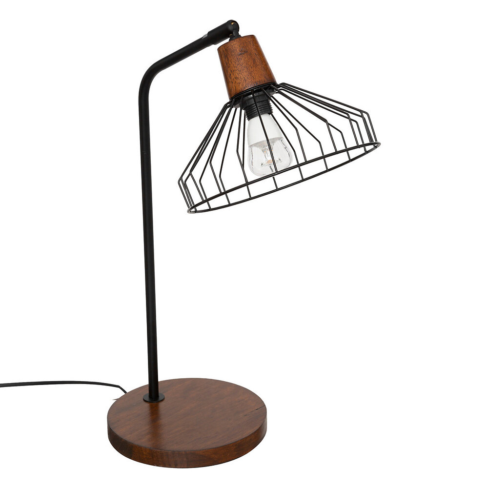 lampe à poser en bois et métal noir h 47 cm