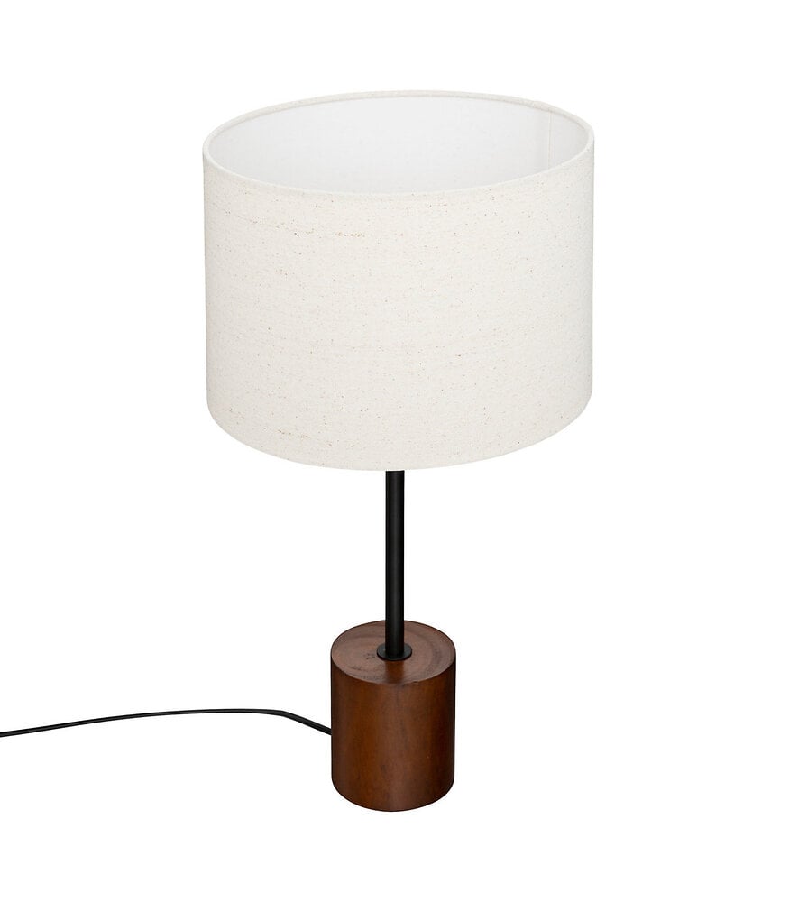 lampe à poser en bois et abat-jour en coton h 47.5 cm