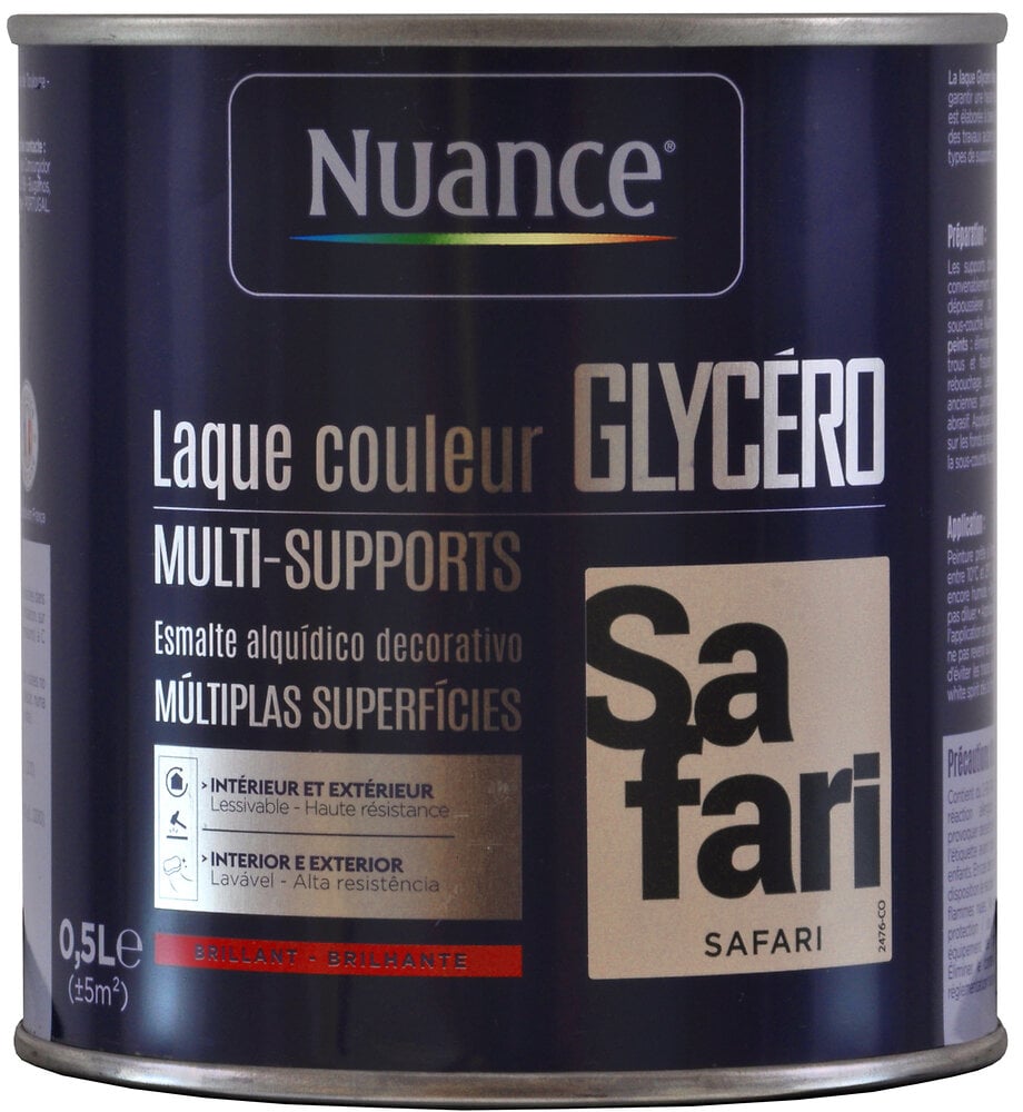 NUANCE - Laque Glycero - Safari - Brillant - Multi-support - 0,5L - large