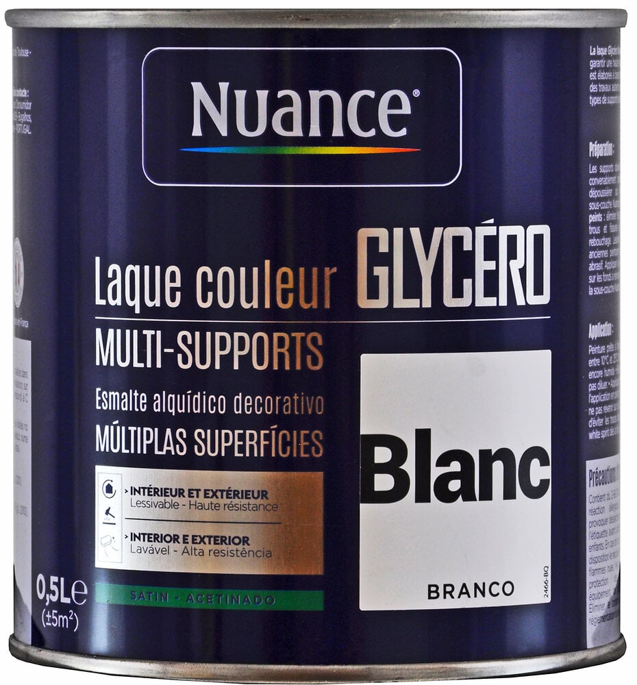 Laque Glycero Blanc Satin Multi Support L Bricomarch