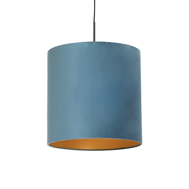 lampe suspendue avec abat-jour en velours bleu avec or 40 cm - combi