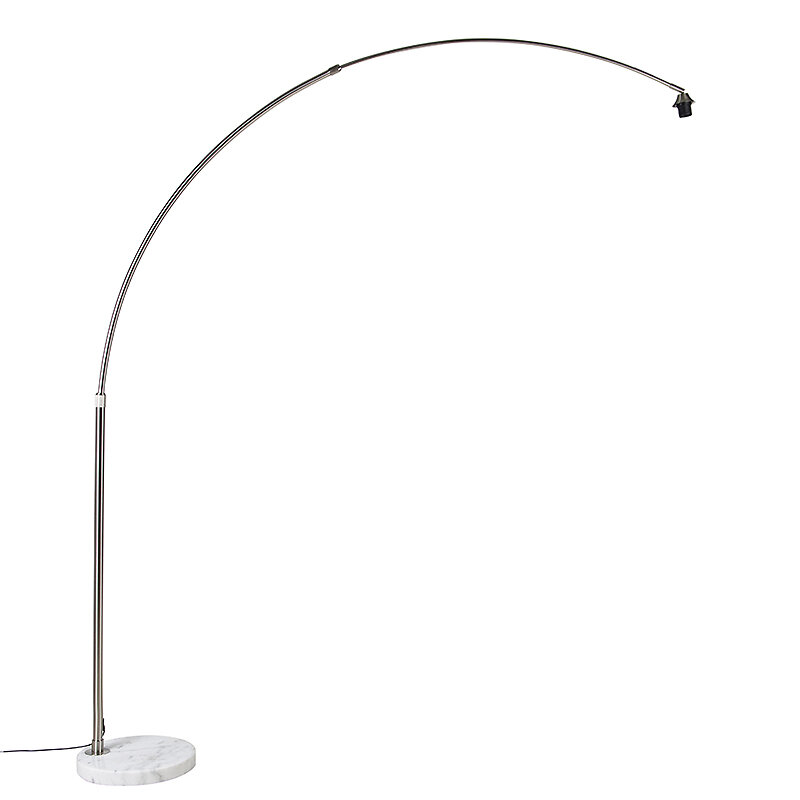 lampe à arc en acier avec base en marbre blanc réglable - xxl