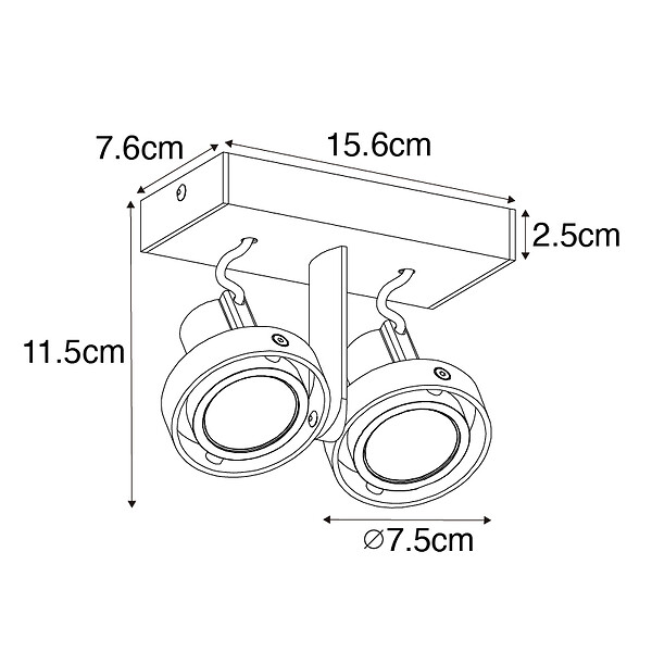 QAZQA - Spot moderne blanc 2 lumières - Master 50 - large