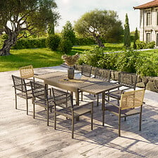 AVRIL PARIS Ensemble Table de jardin extensible aluminium 135/270cm + 8 F ...