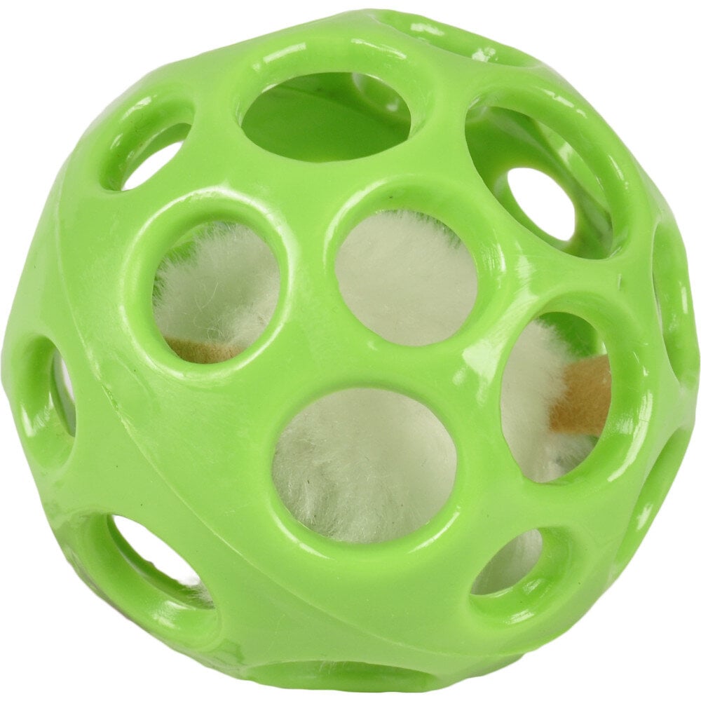 balle verte ø 7 cm avec souris peluche a l'intérieur jouet pour chat