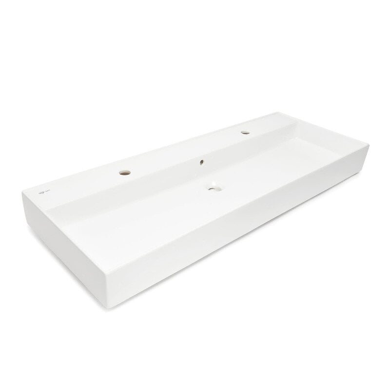Lave main rectangle droite céramique blanc 38x15 cm Minimalist