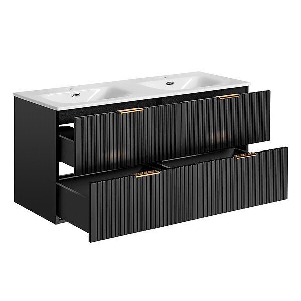 petits meubles - Meuble double vasque encastrée 120cm Adriel Noir - large