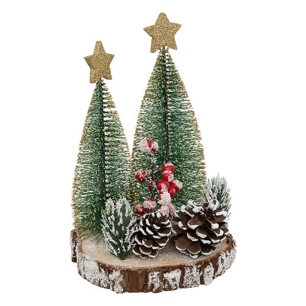 Petit sapin de Noël lumineux en bois H 28 cm