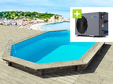 HABITAT ET JARDIN Piscine bois " Brazilia 130 "  5.86 x 3.86 x 1.30 m + Pompe à ...