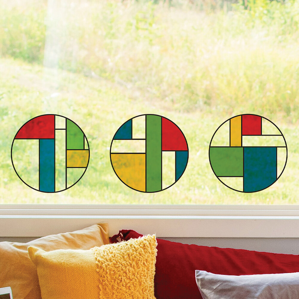Stickers décoratifs électrostatique, vitrail trompe l'oeil, pastel mood,  raccordable, 150 cm X 67,5 cm