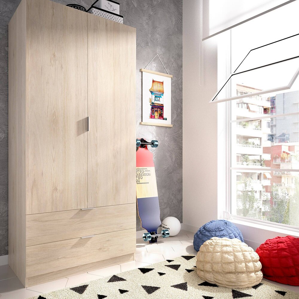 Armoire polyvalente Forcola, Porte-balai multifonctionnel, Armoire à 2  portes, 78x35h190 cm, Chêne