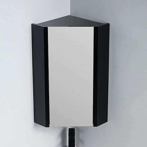 Meuble Miroir d'Angle de salle de bain - Noir - 31x31 cm - Dark