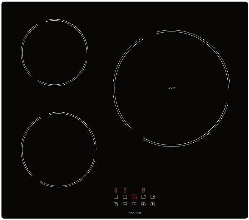 table de cuisson induction 90cm 3 feux 7400w noir - atif930bk