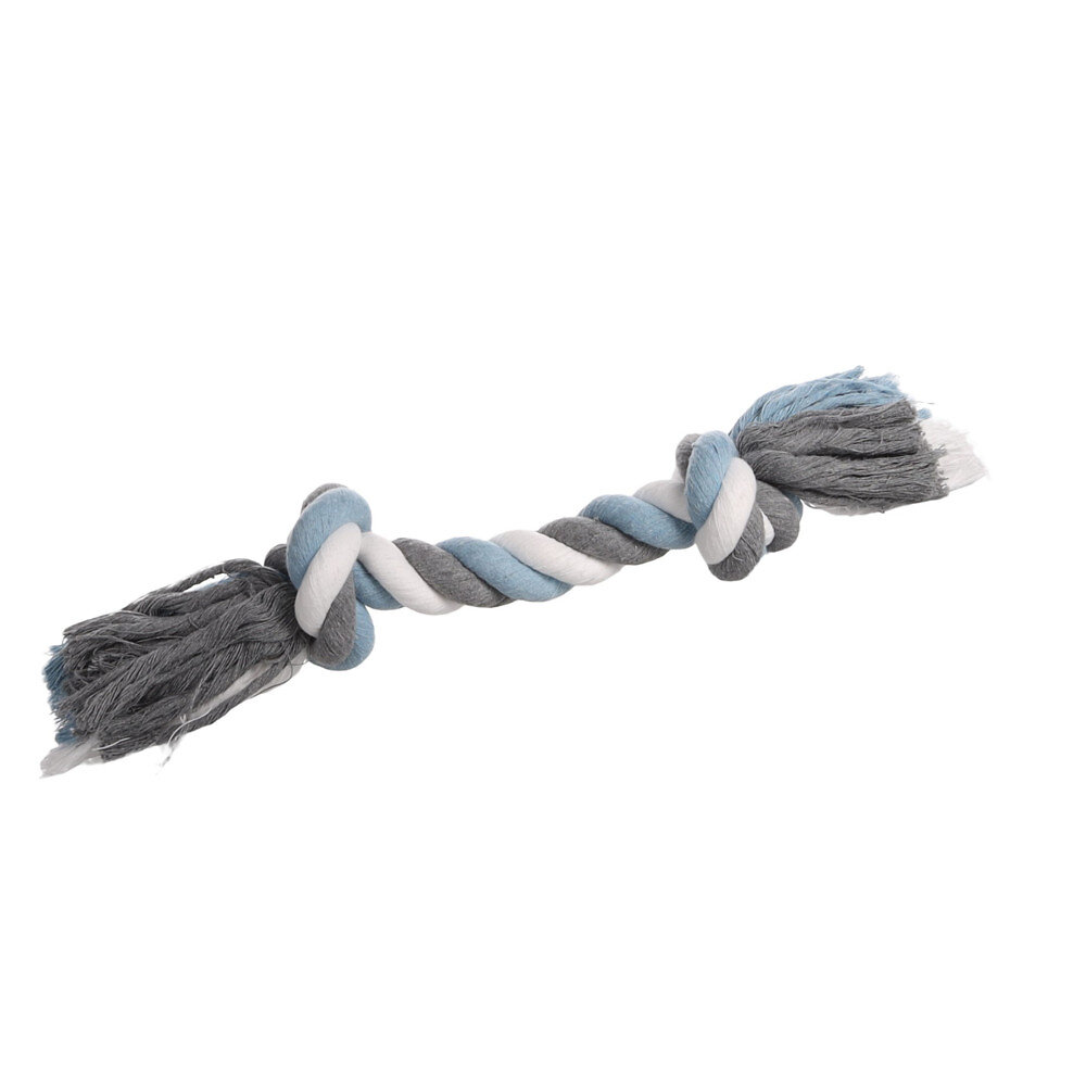jouet corde avec 2 nœuds bleu ø 9 cm x 40 cm xl pour chien