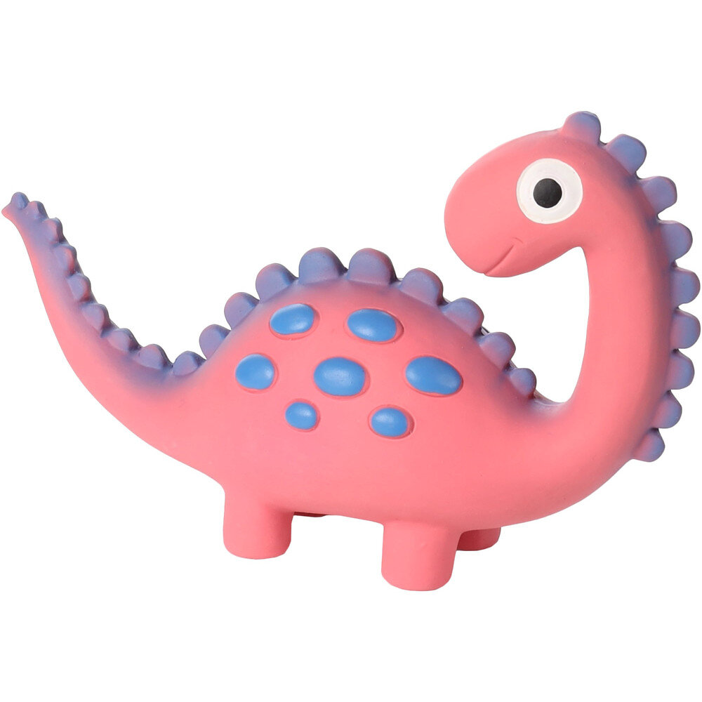 jouet dinosaure rose en latex hauteur 14.5 cm pour chien