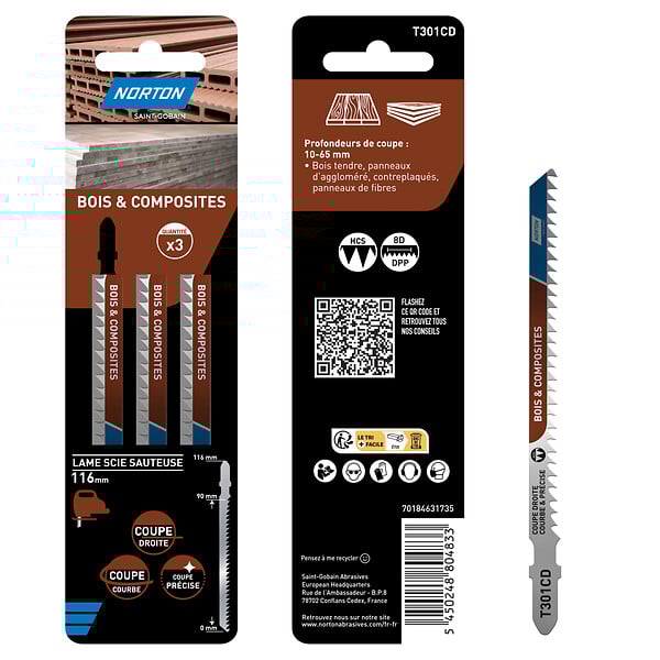 3 Lames de Scie Sauteuse T301CD Bois Composite | Bricomarché