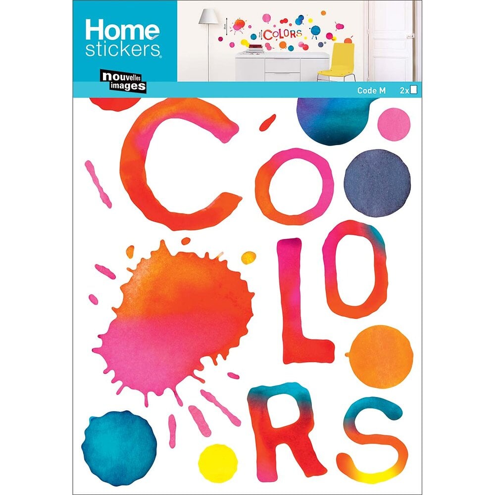 NVELLESIMA - Sticker mural Taches multicolores facile à poser 50x70cm x2 - large