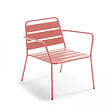 OVIALA - Salon de  jardin 4 places et 1 table basse en acier argile - vignette
