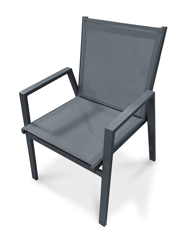 fauteuil de jardin empilable en aluminium gris anthracite - floride